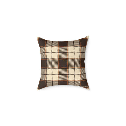 Gothic Halloween Throw Pillow – Colorway Poly Canvas – Reversible Plaid – Skulls, Moths & Black Candles – Premium Fall Decor