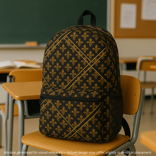 Luxury Fleur-de-Lis Pattern All Over Print Backpack - Durable, Stylish, and Waterproof