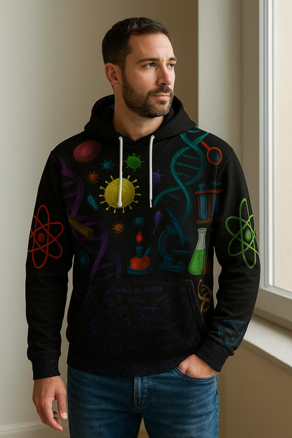 Artistic DNA Science Theme Unisex Pullover Hoodie, Ideal for Science Lovers, Gifts for Students - ALL Over Print