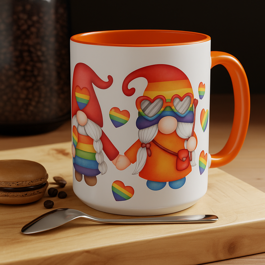 Pride Gnome Accent Mug | Rainbow Love Coffee Cup | 11oz & 15oz