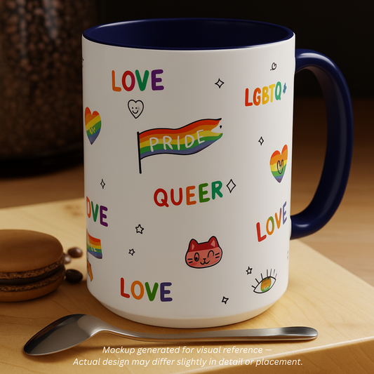 Minimalist Pride Accent Mug | LGBTQ+ Love Ceramic Cup | 11oz & 15oz