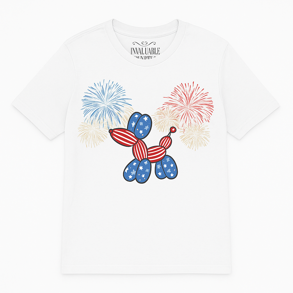 Patriotic Balloon Animal Tee, Fourth of July Shirt, Independence Day Apparel, Fireworks Unisex T-shirt, Bella + Canvas