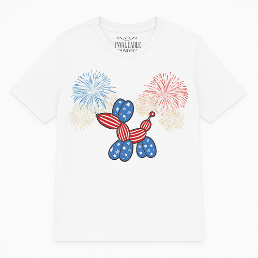 Patriotic Balloon Animal Tee, Fourth of July Shirt, Independence Day Apparel, Fireworks Unisex T-shirt, Bella + Canvas