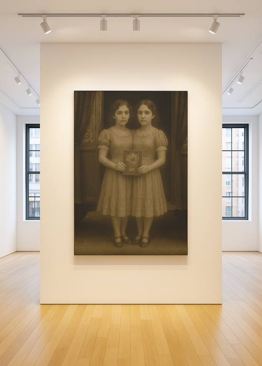 Conjoined Twins – Matte Canvas Print (Gallery-Wrapped) 0.75" – Vintage Circus-Inspired Canvas Wall Art
