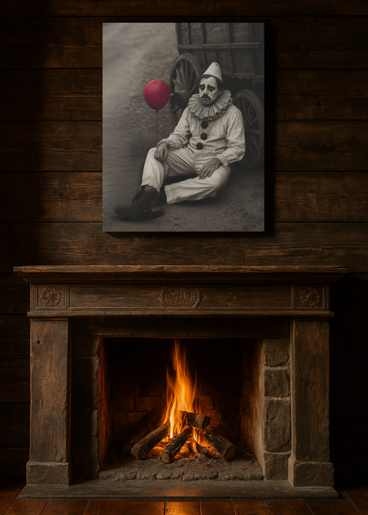 The Clown – Matte Canvas Print (Gallery-Wrapped) 0.75" – Vintage Circus-Inspired Canvas Wall Art