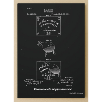 Ouija Board Patent Print (1891) – Gothic Spirit Board Canvas Wall Art