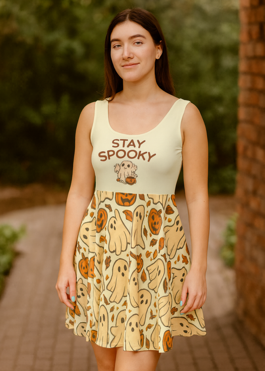 👻 Stay Spooky Skater Dress – Soft Haunt Girl Edition