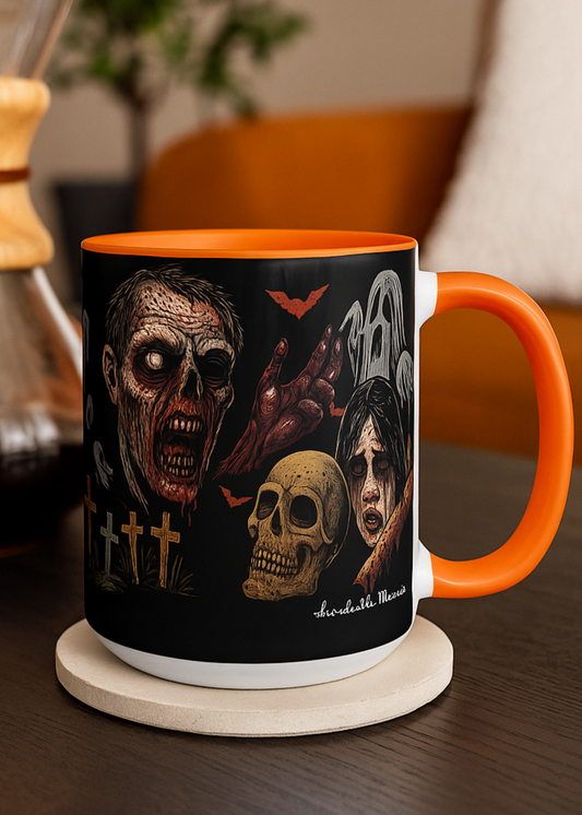Horror Coffee Mug – Zombie Graveyard Halloween Design – 11oz & 15oz Ceramic – Creepy Goth Kitchen Decor