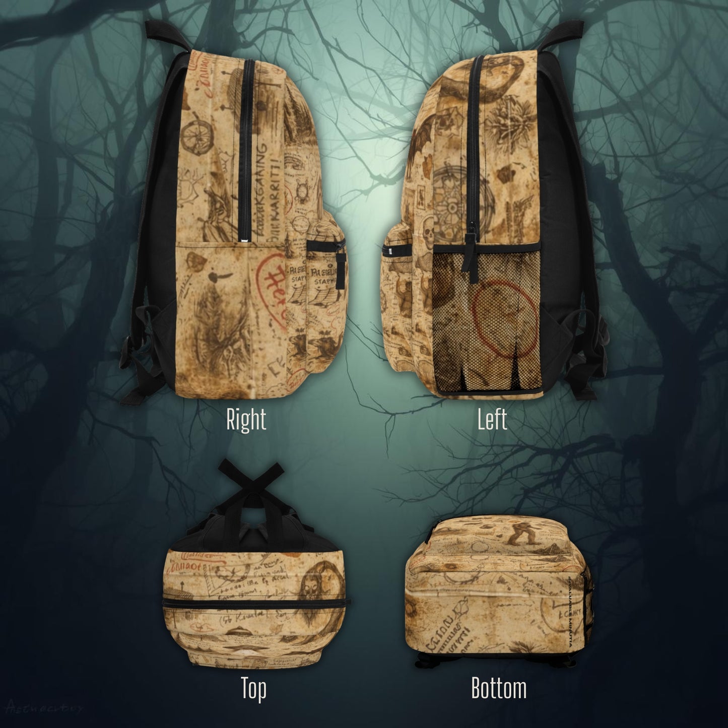 Bigfoot & Cryptid Map All Over Print Backpack