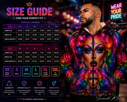 Drag Queen Pride LGBTQ All Over Print Design Zip Up Hoodie