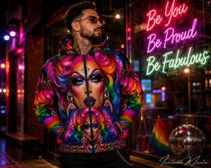 Drag Queen Pride LGBTQ All Over Print Design Zip Up Hoodie