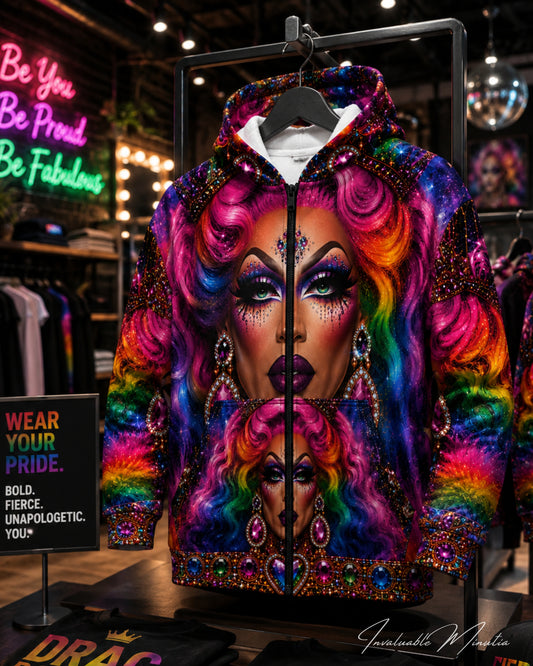 Drag Queen Pride LGBTQ All Over Print Design Zip Up Hoodie