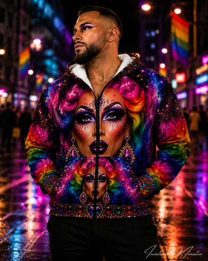 Drag Queen Pride LGBTQ All Over Print Design Zip Up Hoodie