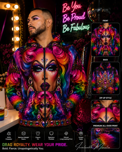 Drag Queen Pride LGBTQ All Over Print Design Zip Up Hoodie