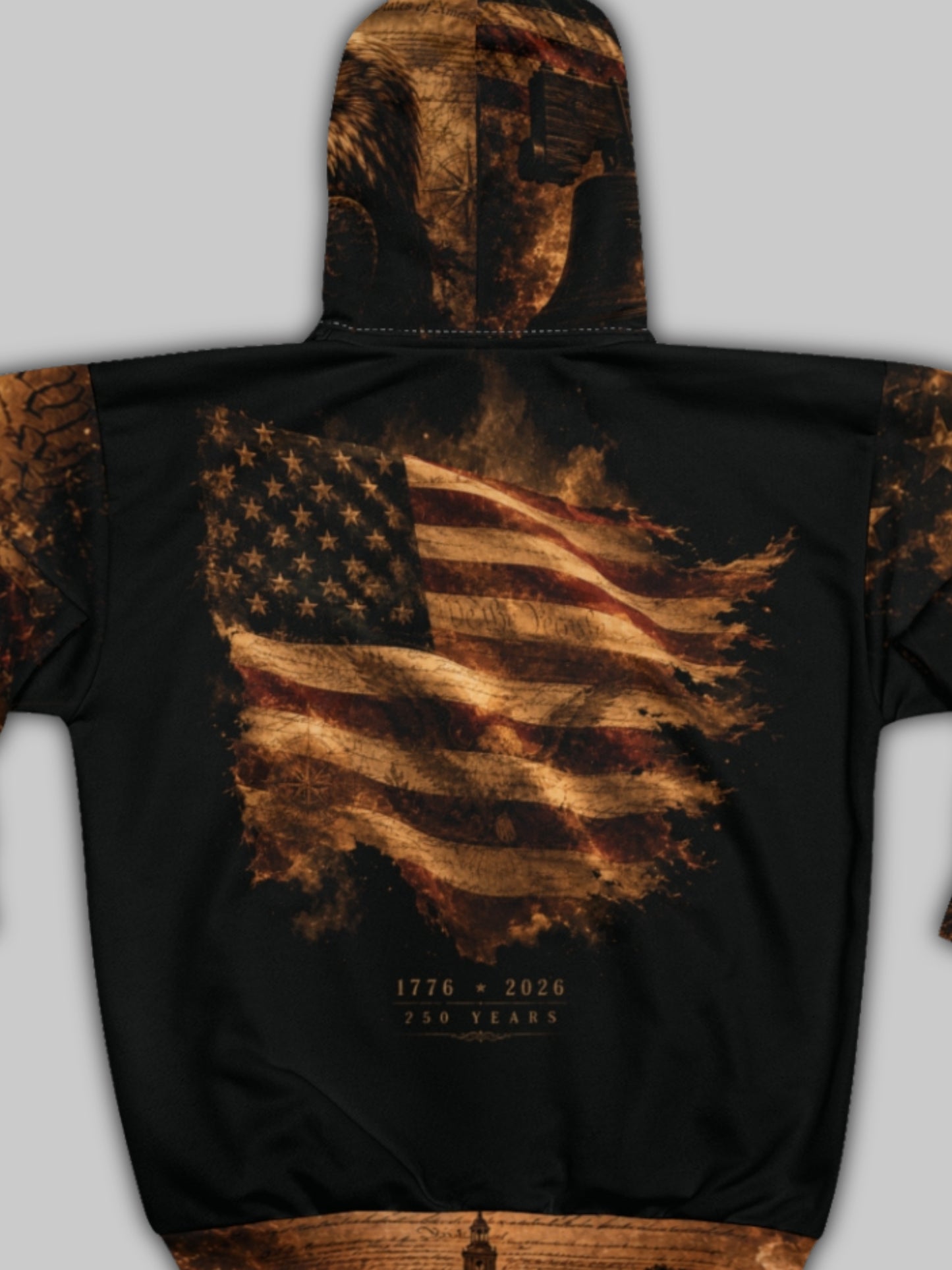 250th Anniversary 1776-2026 Patriotic Silhouette Zip Up Hoodie