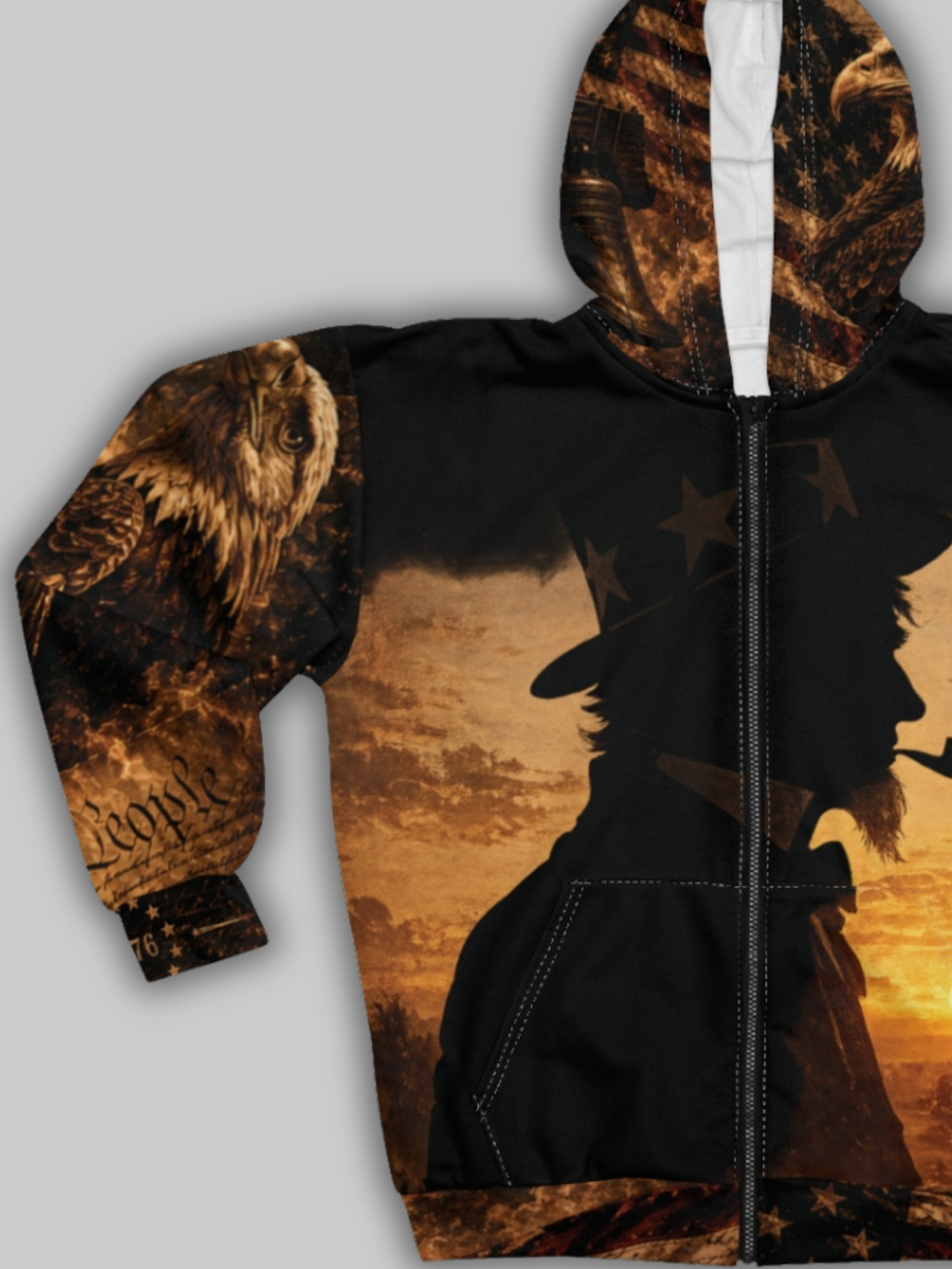 250th Anniversary 1776-2026 Patriotic Silhouette Zip Up Hoodie