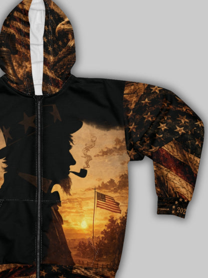 250th Anniversary 1776-2026 Patriotic Silhouette Zip Up Hoodie