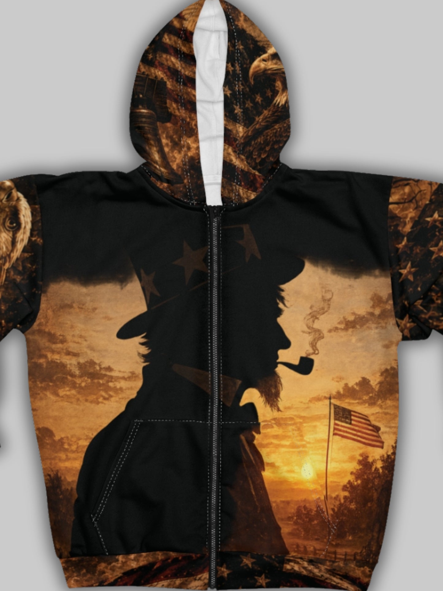 250th Anniversary 1776-2026 Patriotic Silhouette Zip Up Hoodie