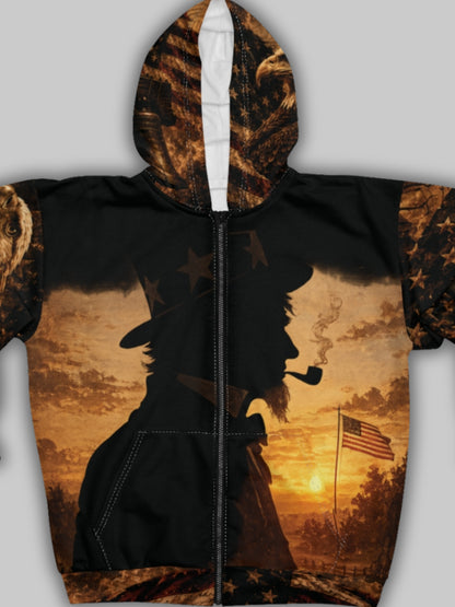 250th Anniversary 1776-2026 Patriotic Silhouette Zip Up Hoodie