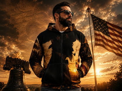 250th Anniversary 1776-2026 Patriotic Silhouette Zip Up Hoodie