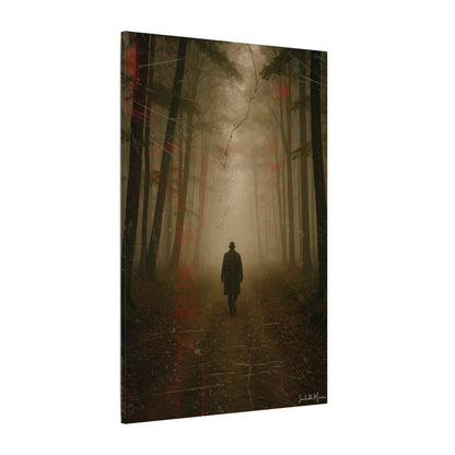 Vertical Foggy Forest Canvas Print – 'The Wanderer' | Moody Wall Art, Atmospheric Decor, Gothic Forestcore Vibes