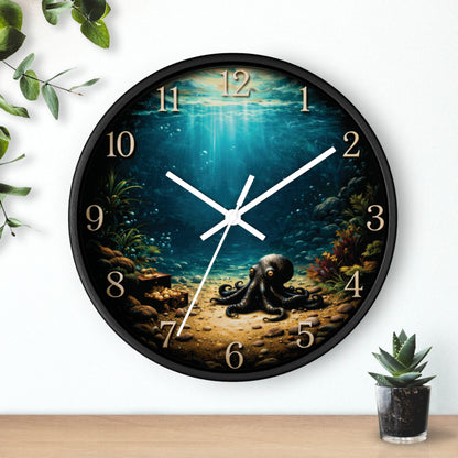 Octopus Ocean Wall Clock – Deep Sea Nautical 10" Decor