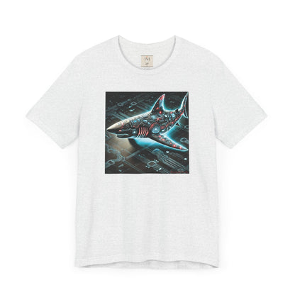 Cyber Shark Unisex Jersey Tee - Futuristic Ocean Design Tech T-Shirt