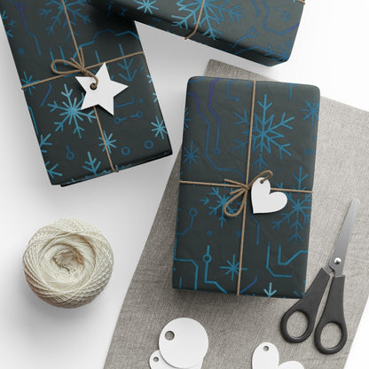 Cyber Yule Circuit – Luxury Christmas Wrapping Paper, Seamless Designer Gift Wrap, 30" Roll (Matte/Gloss)