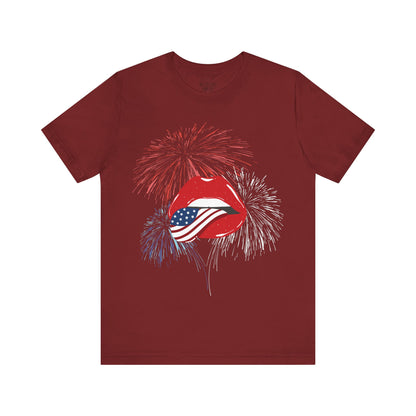 American Flag Lips Tee – Unisex Bella + Canvas Jersey Tee - 4th of July