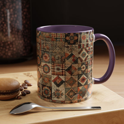 Boho Patchwork Quilt Mug | Vintage Accent Coffee Mug (11oz/15oz)