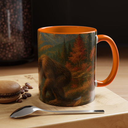 Bigfoot River Scene Mug | Autumn Wilderness Accent Coffee Mug (11oz/15oz)