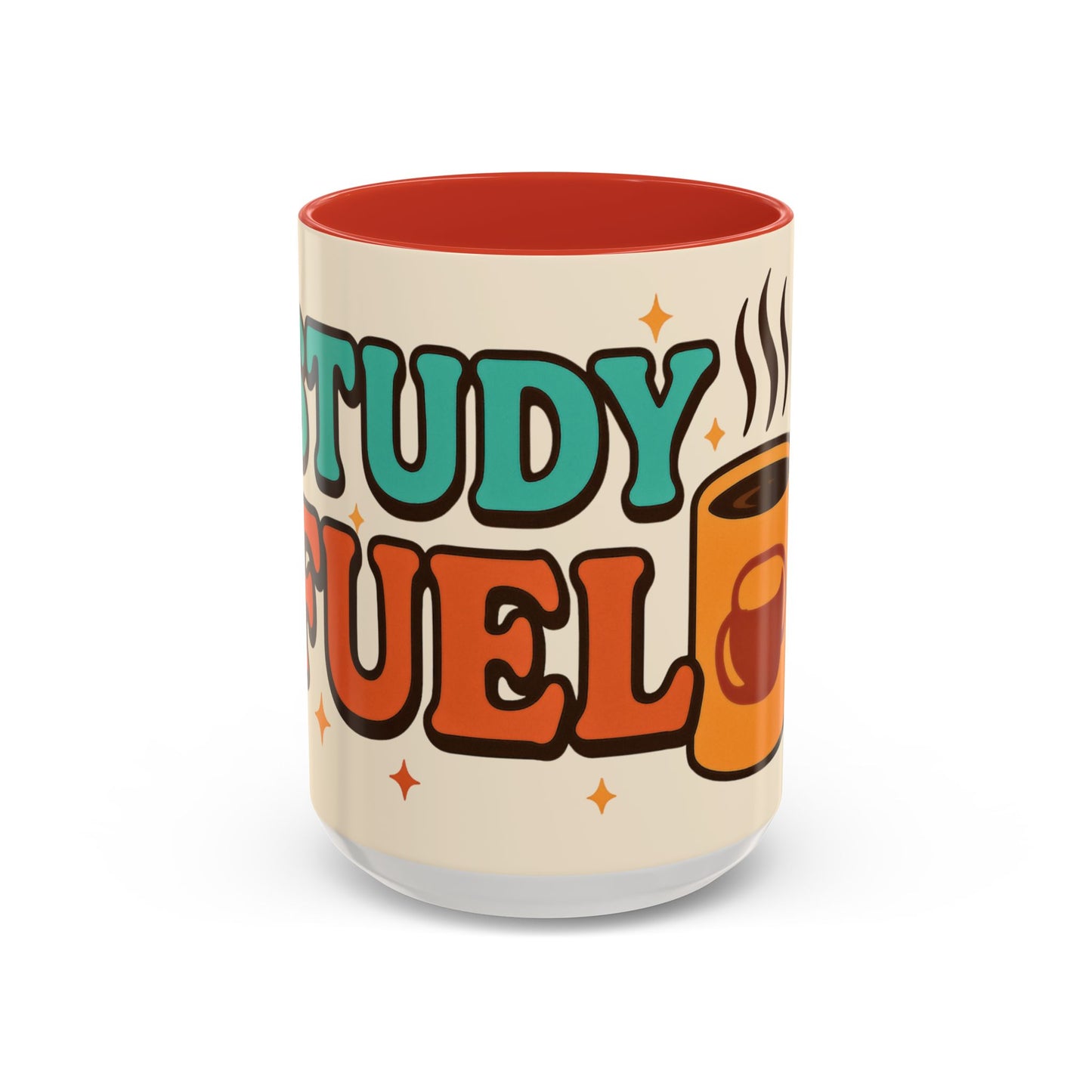 Study Fuel Color Accent Mug (11oz/15oz) – Retro Teacher/Student Coffee Cup • Back to School • Durable Ceramic