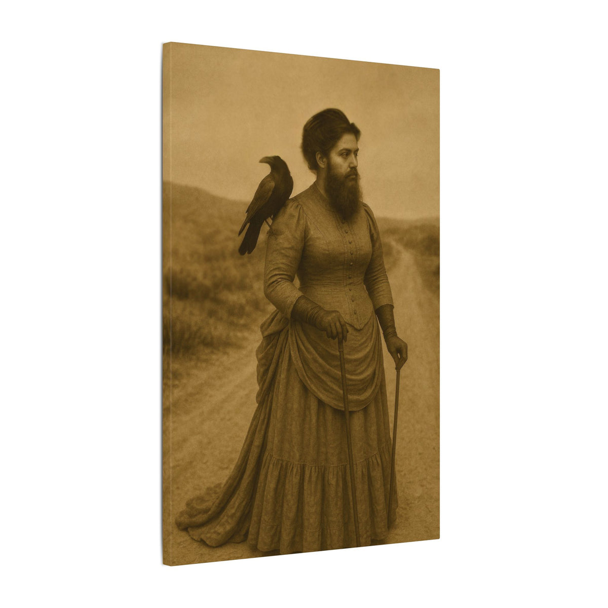 Bearded Lady with Crow – Matte Canvas Print (Gallery-Wrapped) 0.75"