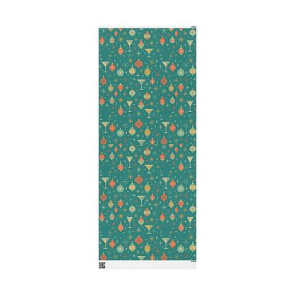 Atomic Christmas Cocktail – Mid-Century Holiday Wrapping Paper, Retro Martini Gift Wrap, 30" Roll (Matte/Gloss)