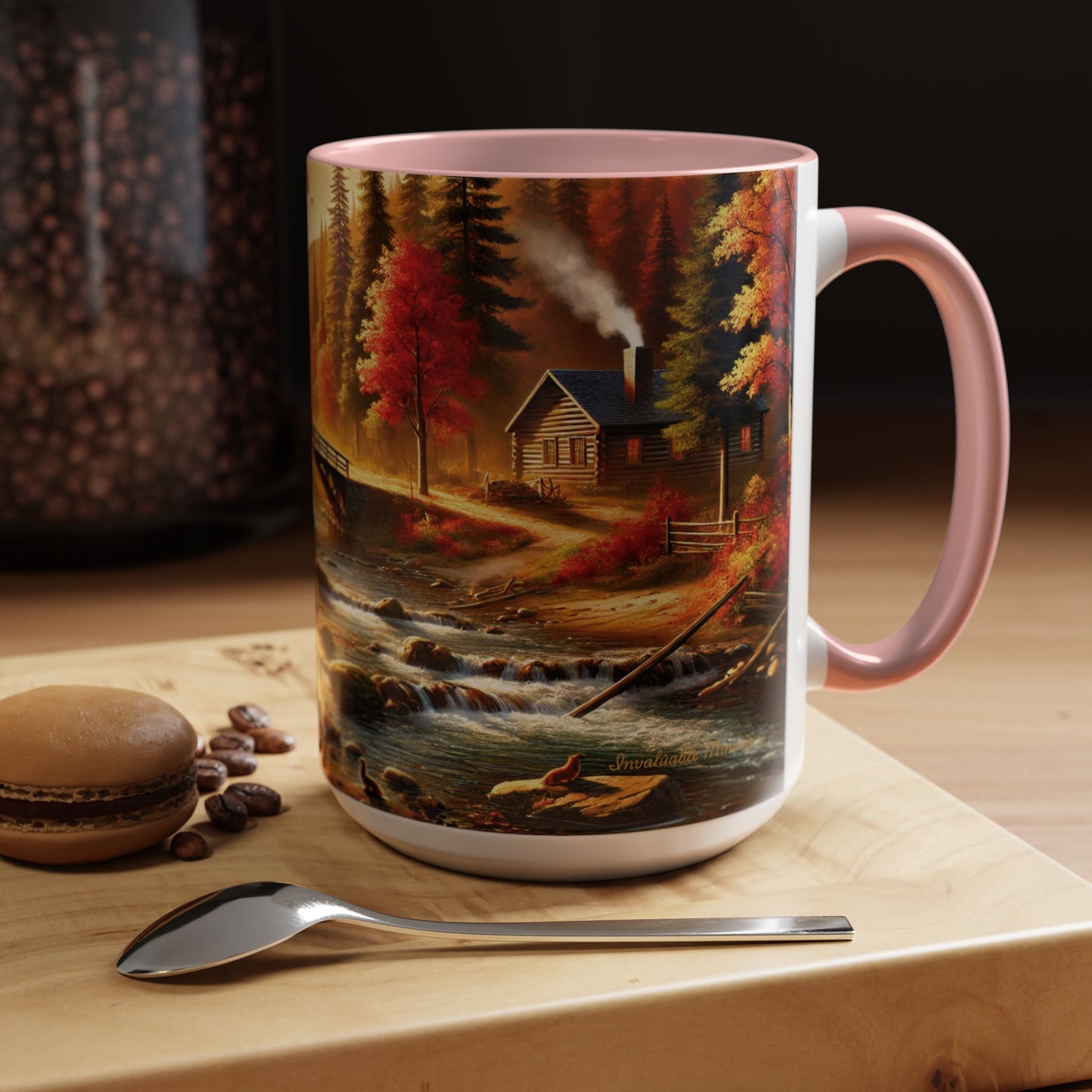 Cozy Autumn Cabin Mug | Fall Vibes Accent Coffee Mug (11oz/15oz)