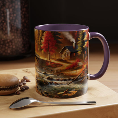 Cozy Autumn Cabin Mug | Fall Vibes Accent Coffee Mug (11oz/15oz)