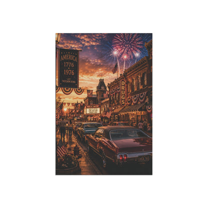 Vintage Retro Main Street Fourth of July Garden Banner or House Flag Patriotic 1776 1976