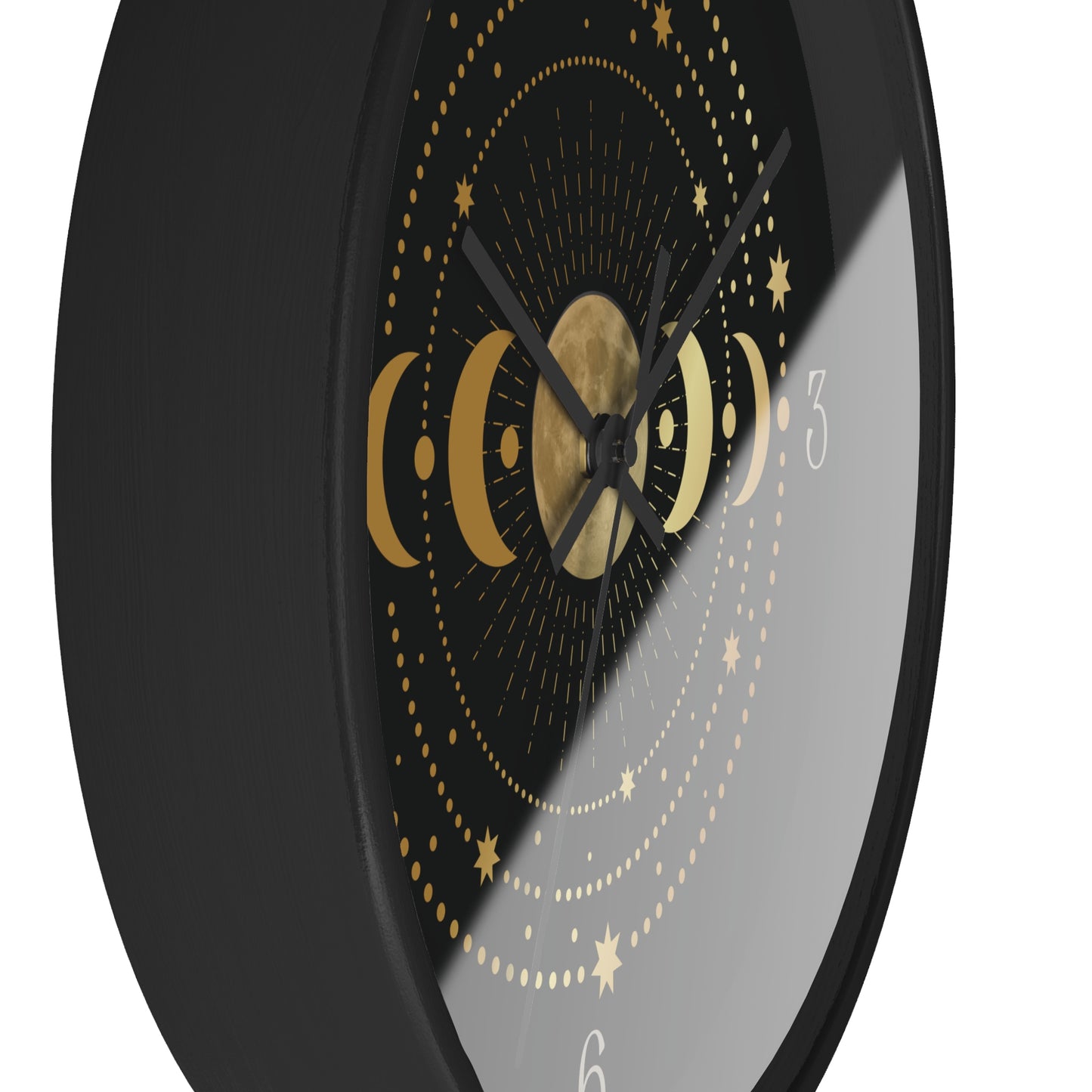 Moon Phase Wall Clock – Gold Celestial Lunar 10" Decor