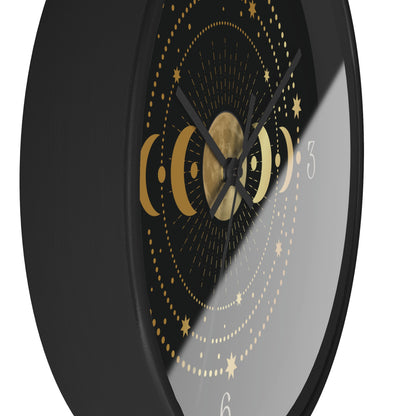 Moon Phase Wall Clock – Gold Celestial Lunar 10" Decor