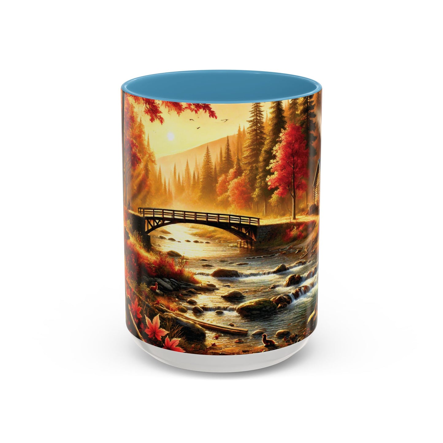 Cozy Autumn Cabin Mug | Fall Vibes Accent Coffee Mug (11oz/15oz)