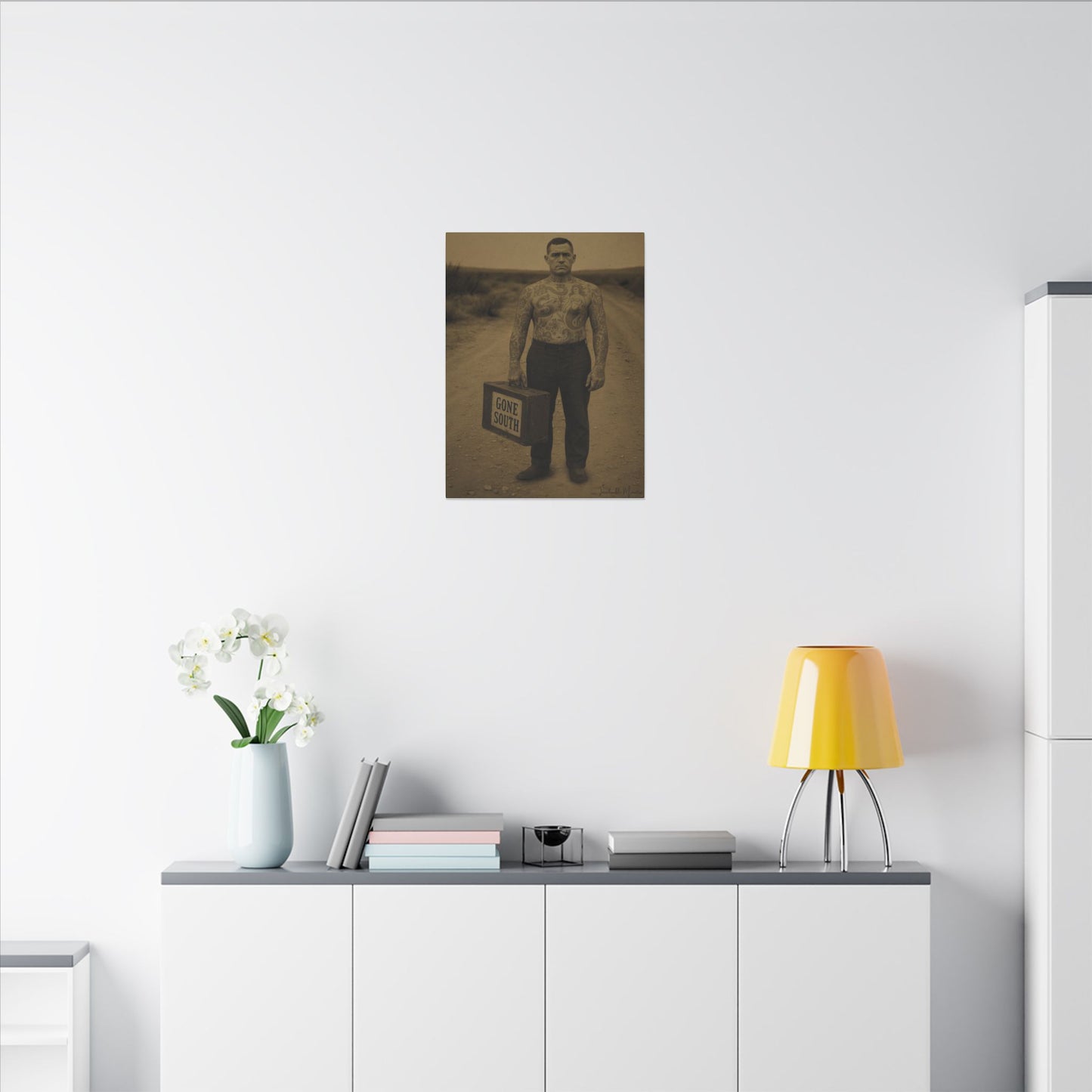 The Tattooed Man – Matte Canvas Print (Gallery-Wrapped) 0.75" – Vintage Circus-Inspired Canvas Wall Art