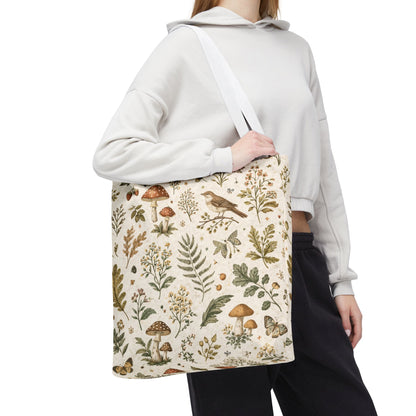 Cottagecore Botanical Canvas Tote Bag