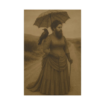 Bearded Lady with Crow – Matte Canvas Print (Gallery-Wrapped) 0.75"