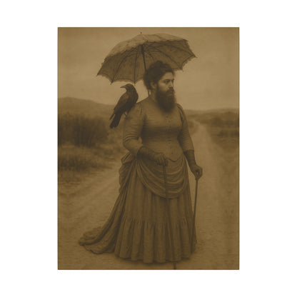Bearded Lady with Crow – Matte Canvas Print (Gallery-Wrapped) 0.75"