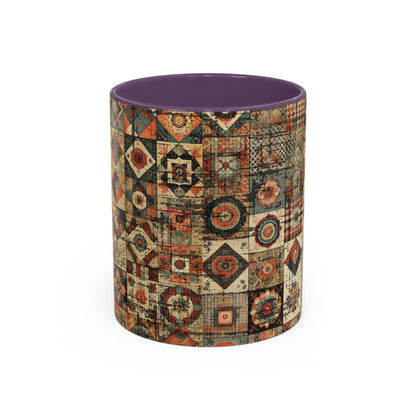 Boho Patchwork Quilt Mug | Vintage Accent Coffee Mug (11oz/15oz)