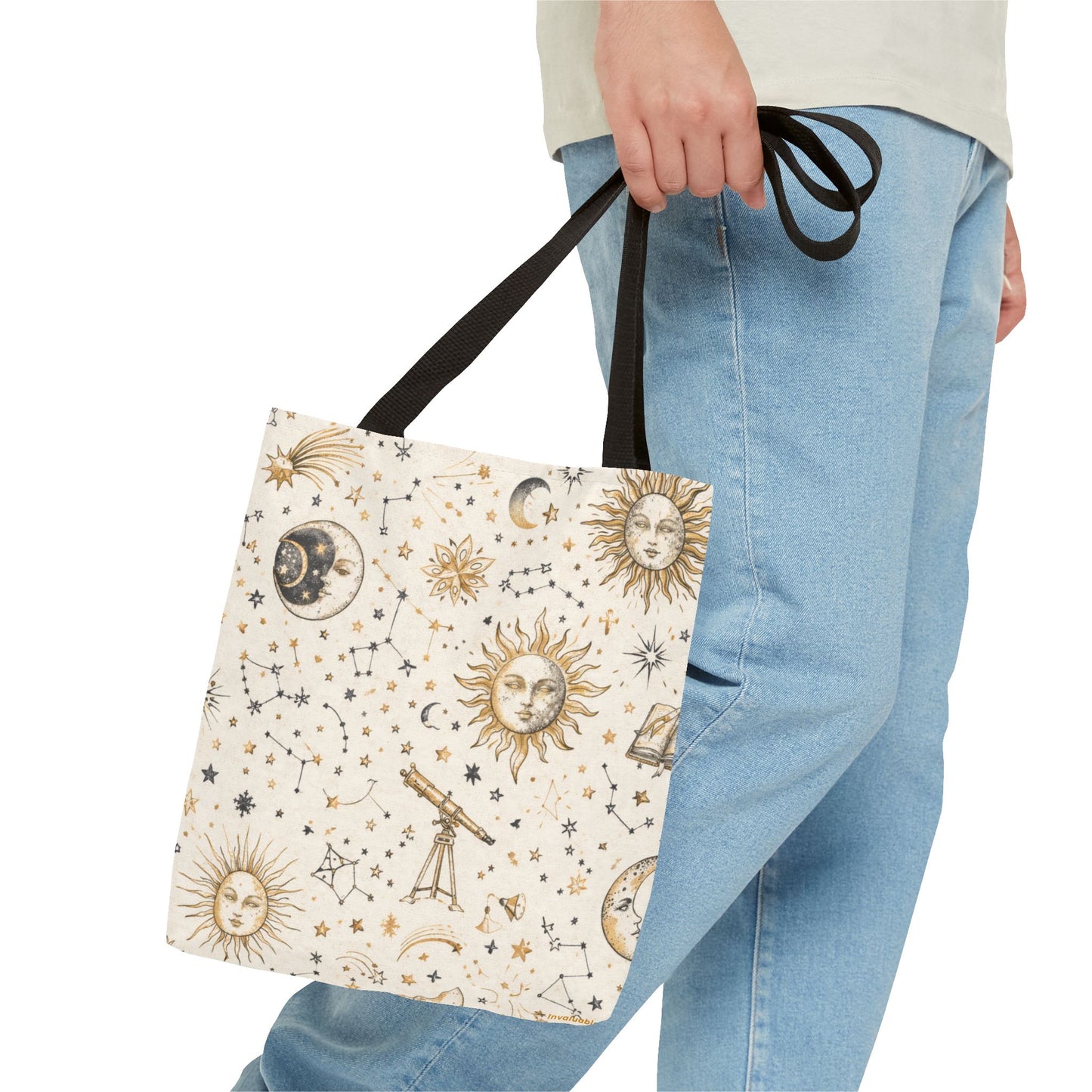 Celestial Sun & Moon Canvas Tote Bag
