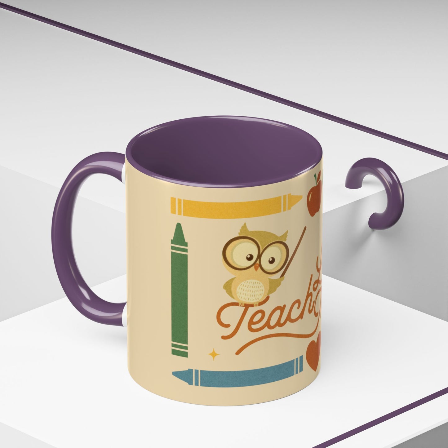Teach Love Inspire Color Accent Mug (11oz/15oz) – Teacher Gift • Back to School • Durable Ceramic, Dishwasher & Microwave Safe