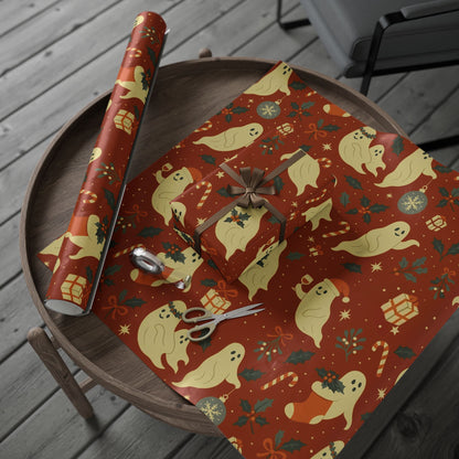 Vintage Holiday Ghosties - Luxury Holiday Wrapping Paper, Victorian Ghost Gift Wrap, 30" Roll (Matte/Gloss)