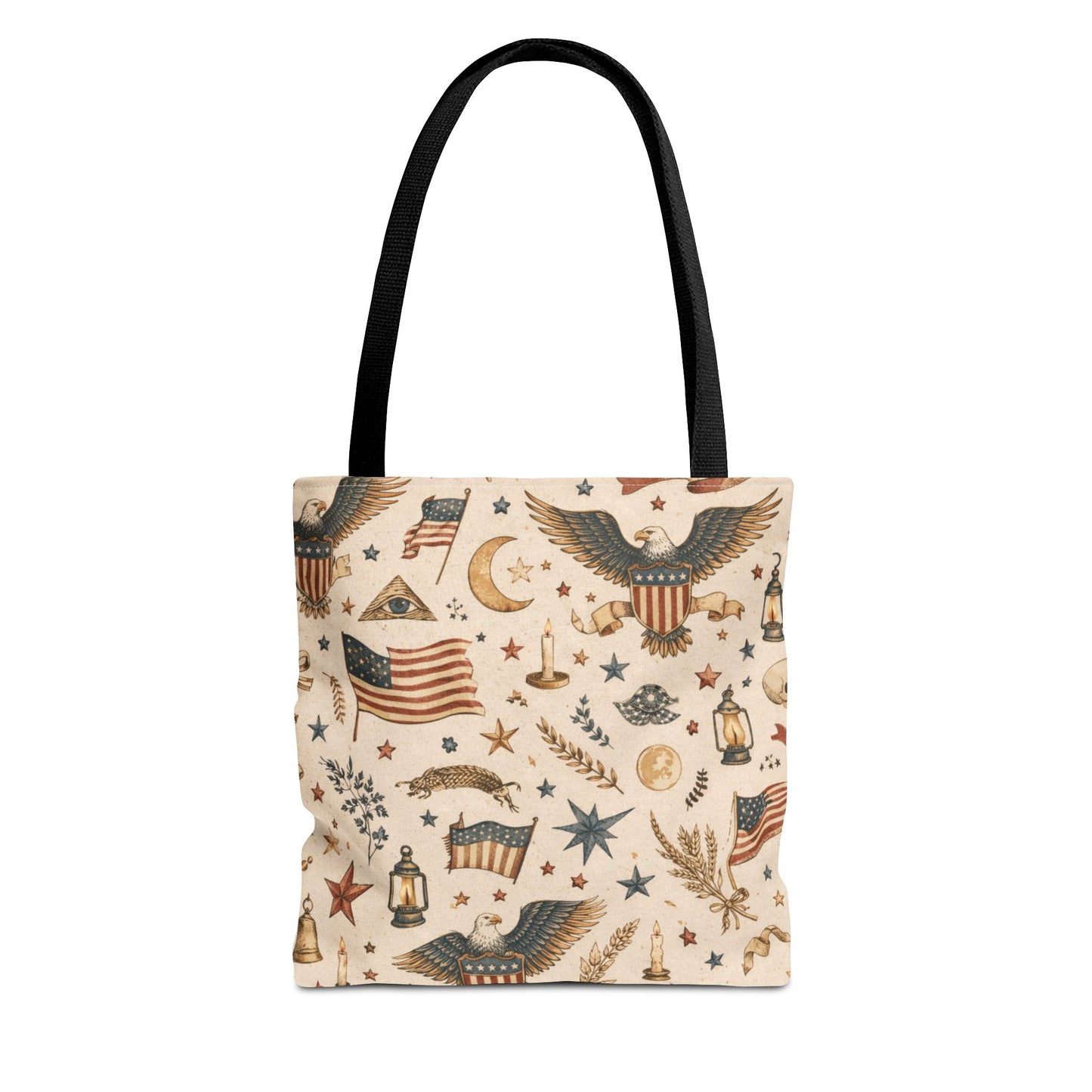 Americana Symbol Styled Canvas Tote Bag