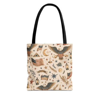 Americana Symbol Styled Canvas Tote Bag